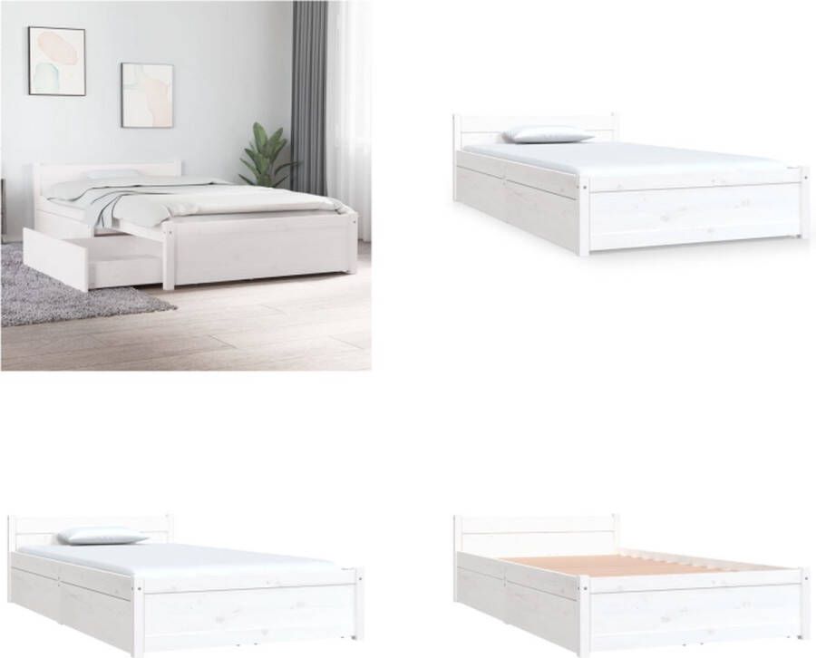 VidaXL Bedframe met lades wit 100x200 cm Bedframe Bedframes Eenpersoonsbed Bed