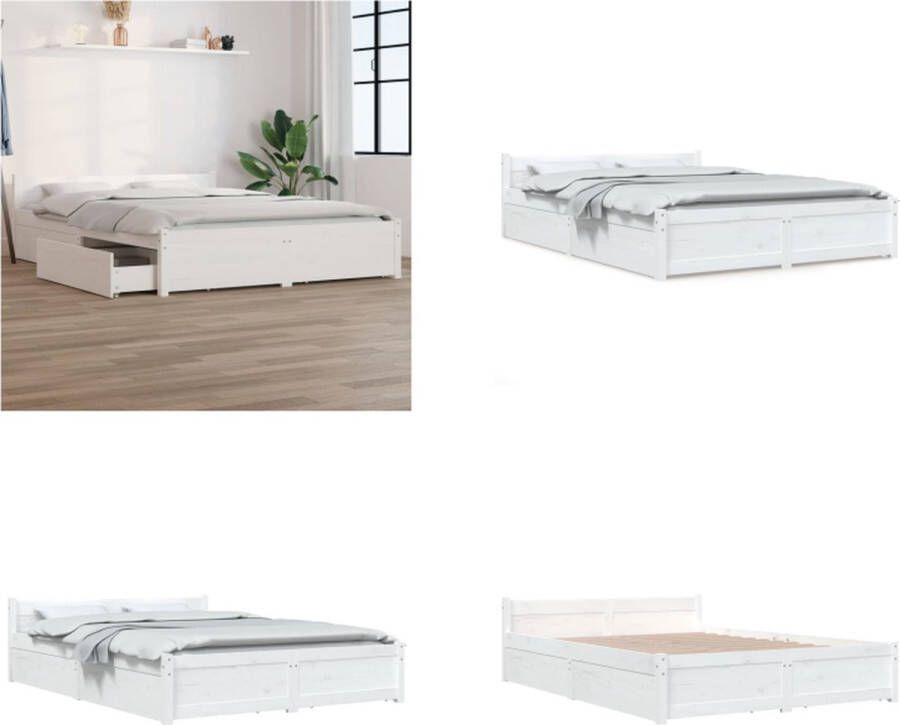 VidaXL Bedframe met lades wit 120x200 cm Bedframe Bedframes Bed Bedbodem