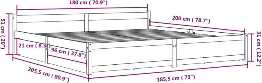 VidaXL -Bedframe-met-lades-wit-180x200-cm-Super-King-Size - Foto 2