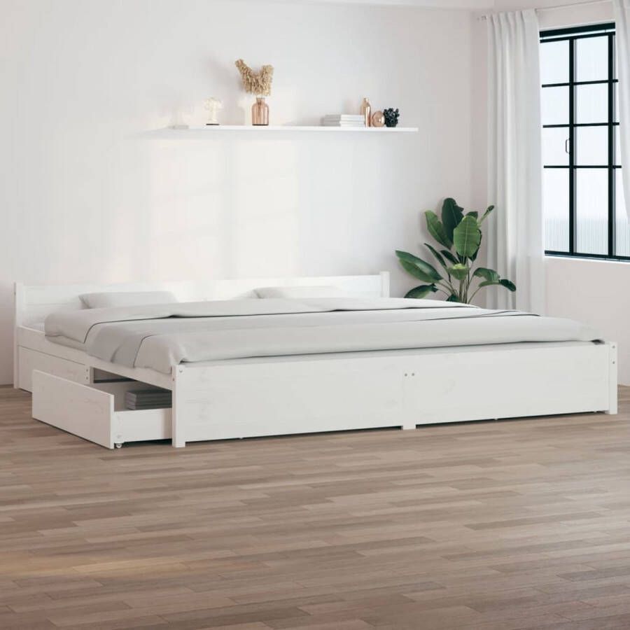 Vida XL Bedframe met lades wit 200x200 cm SKU: V3103580