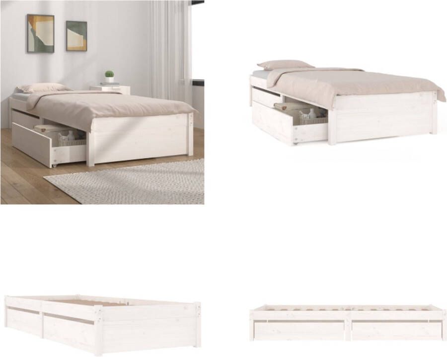 VidaXL Bedframe met lades wit 75x190 cm 2FT6 Small Single Bedframe Bedframes Eenpersoonsbed Bed