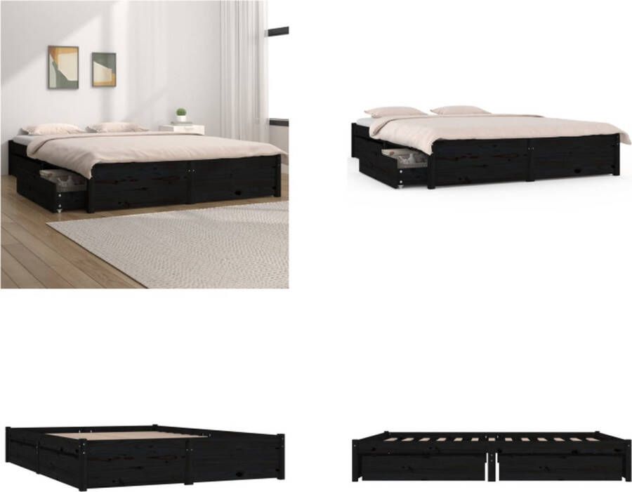 VidaXL Bedframe met lades zwart 120x200 cm Bedframe Bedframes Tweepersoonsbed Bed