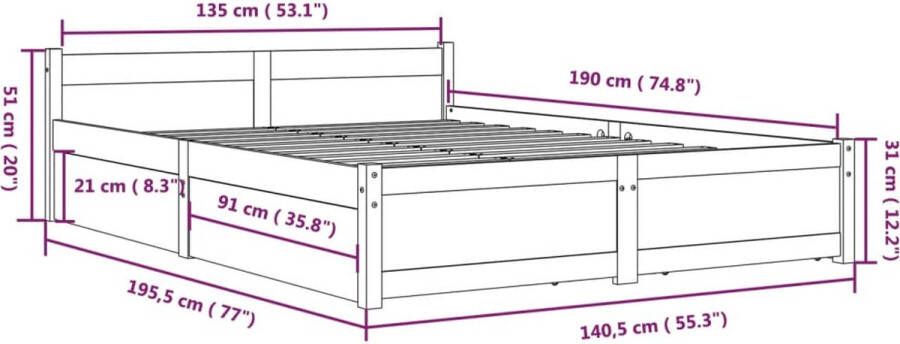 VidaXL -Bedframe-met-lades-zwart-135x190-cm-4FT6-Double - Foto 3