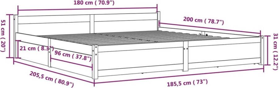 VidaXL -Bedframe-met-lades-zwart-180x200-cm-6FT-Super-King - Foto 2