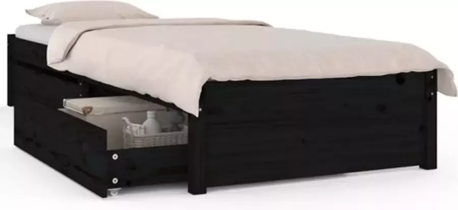 VidaXL Bedframe met lades zwart 75x190 cm 2FT6 Small Single - Foto 3