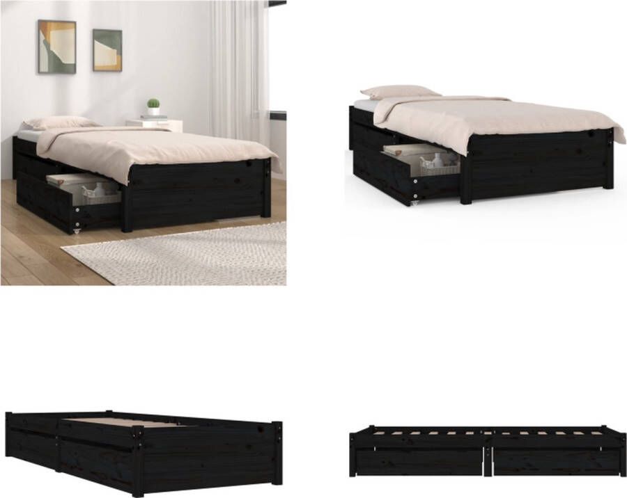 vidaXL Bedframe met lades zwart 90x190 cm 3FT Single Bedframe Bedframes Eenpersoonsbed Bed