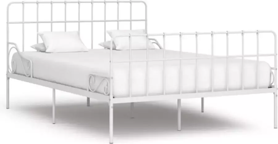 VidaXL -Bedframe-met-lattenbodem-metaal-wit-140x200-cm - Foto 2