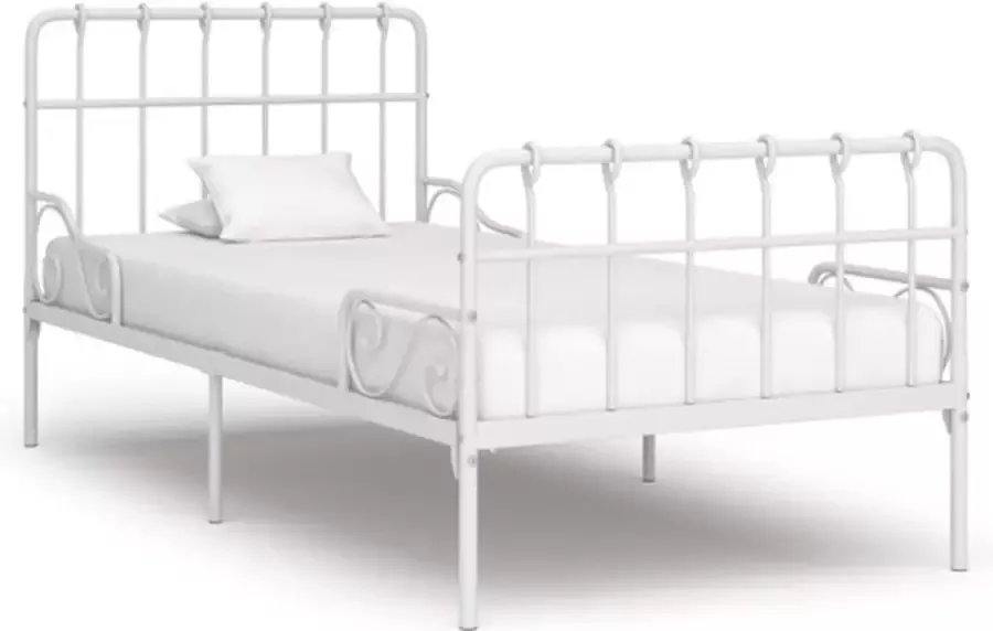 VidaXL -Bedframe-met-lattenbodem-metaal-wit-90x200-cm - Foto 2