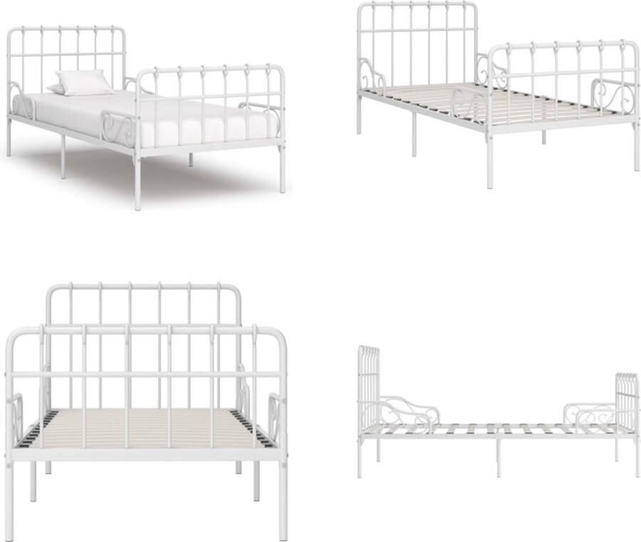 VidaXL Bedframe met lattenbodem metaal wit 90x200 cm Bedframe Bedframes Eenpersoonsbed Eenpersoonsbedden