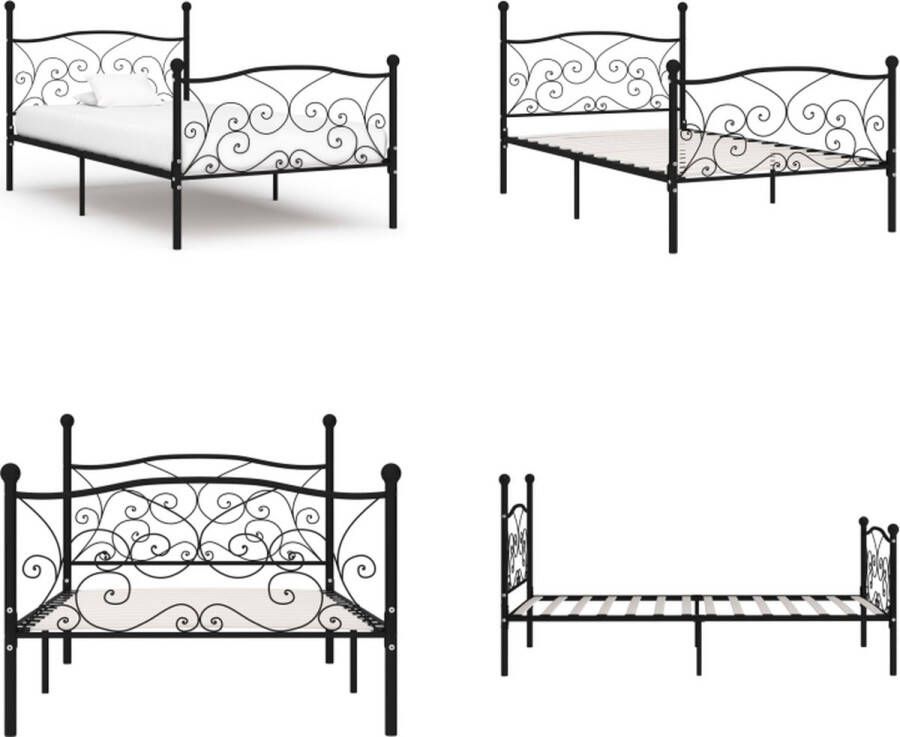 VidaXL Bedframe met lattenbodem metaal zwart 100x200 cm Bedframe Bedframes Eenpersoonsbed Eenpersoonsbedden