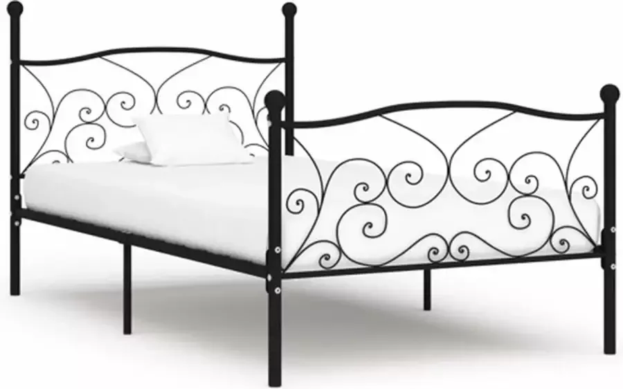 VidaXL -Bedframe-met-lattenbodem-metaal-zwart-90x200-cm - Foto 2