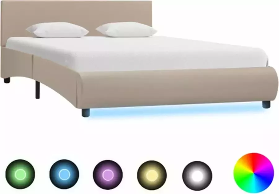 VidaXL Bedframe met LED kunstleer cappuccino 140x200 cm