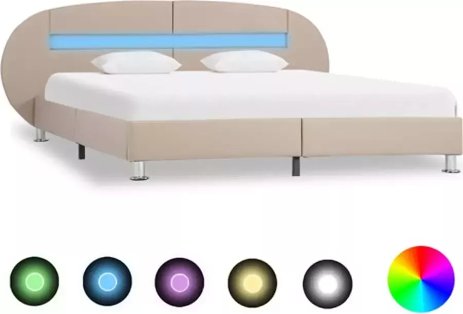 VIDAXL Bedframe met LED kunstleer cappuccino 180x200 cm - Foto 1