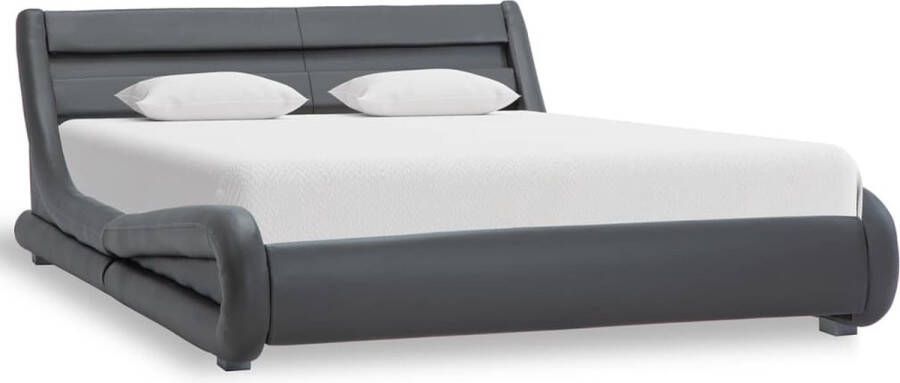 VidaXL -Bedframe-met-LED-kunstleer-grijs-140x200-cm