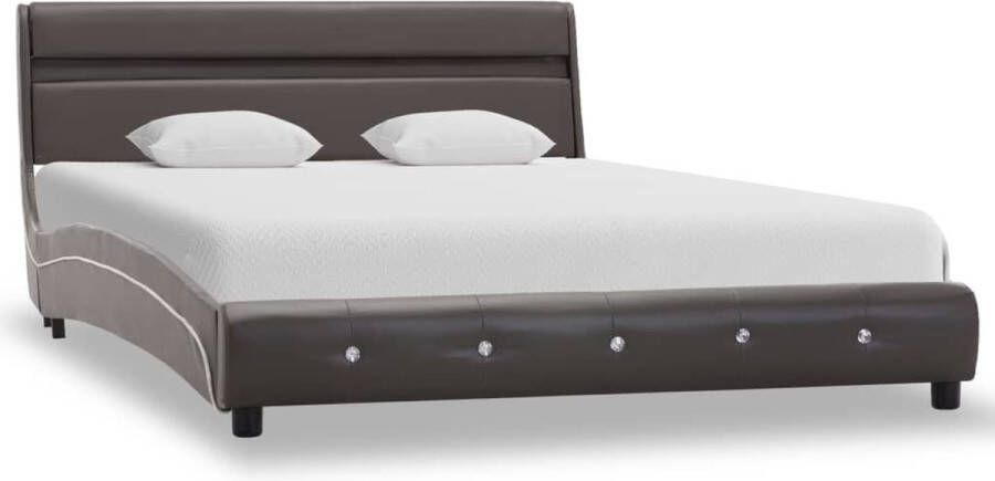 VidaXL Bedframe met LED kunstleer grijs 140x200 cm - Foto 2