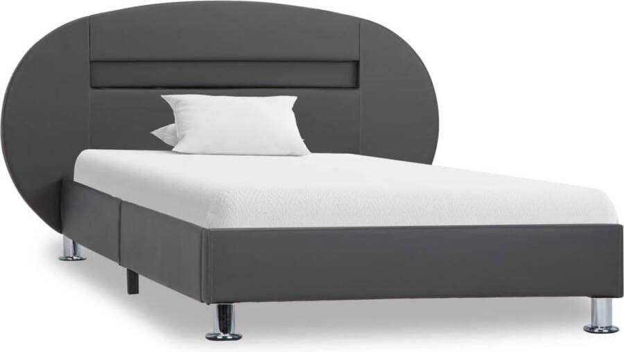 VidaXL -Bedframe-met-LED-kunstleer-grijs-90x200-cm