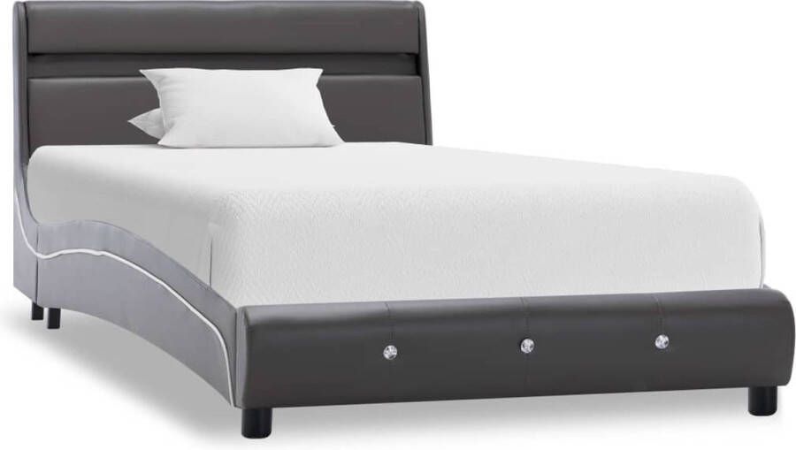 VidaXL Bedframe met LED kunstleer grijs 90x200 cm