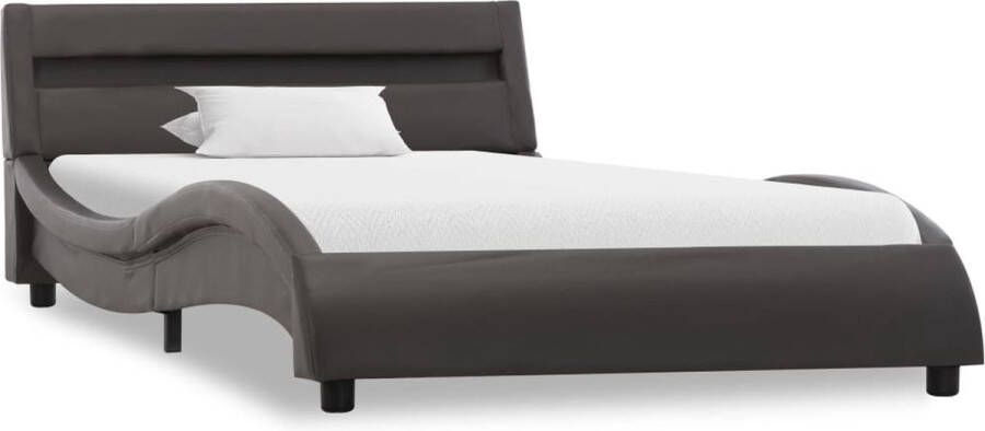 VidaXL -Bedframe-met-LED-kunstleer-grijs-90x200-cm