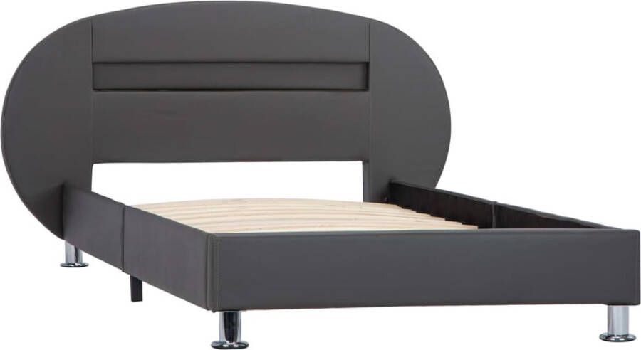 VidaXL -Bedframe-met-LED-kunstleer-grijs-90x200-cm - Foto 2