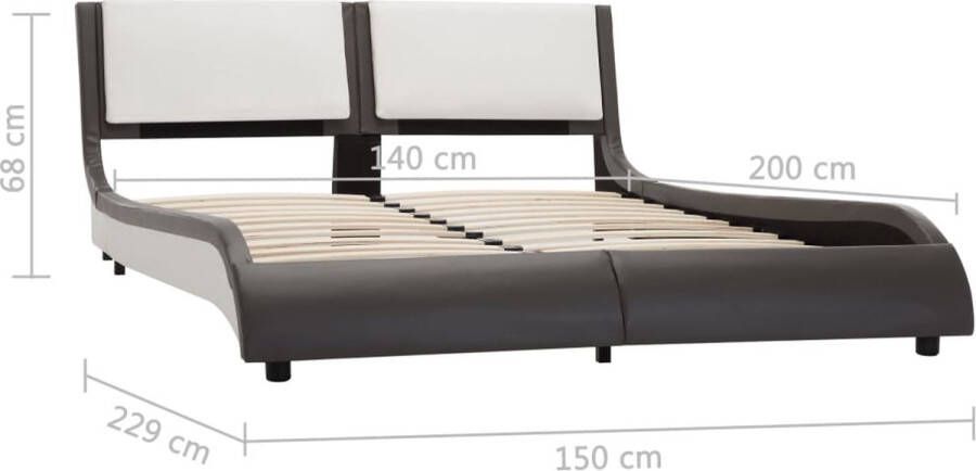 VIDAXL Bedframe met LED kunstleer grijs en wit 135x190 cm