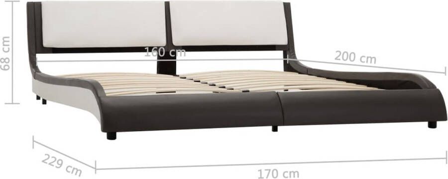 VidaXL -Bedframe-met-LED-kunstleer-grijs-en-wit-160x200-cm - Foto 1