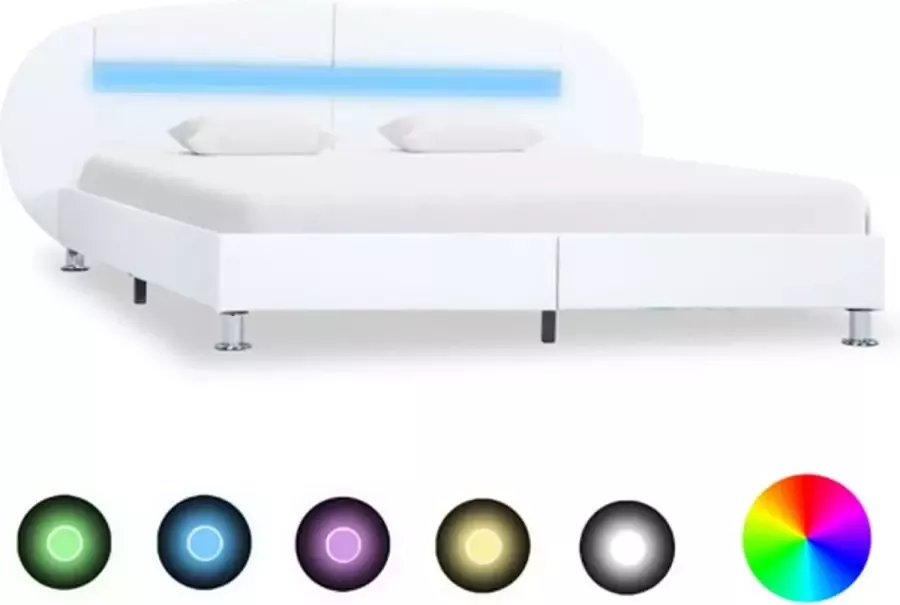 VidaXL Bedframe met LED kunstleer wit 120x200 cm