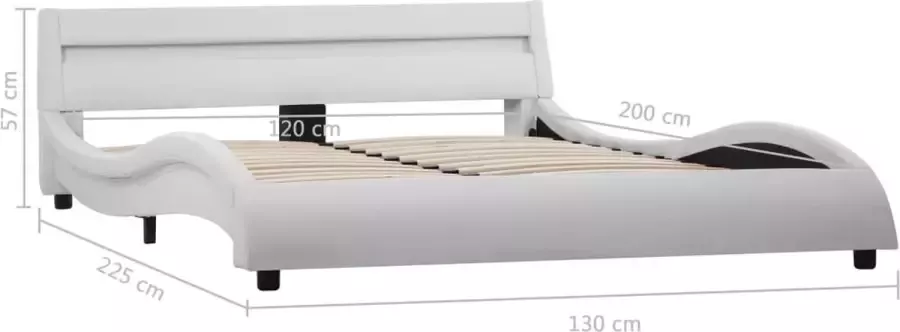 VidaXL -Bedframe-met-LED-kunstleer-wit-120x200-cm