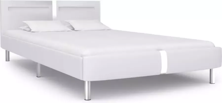 VidaXL -Bedframe-met-LED-kunstleer-wit-120x200-cm - Foto 2