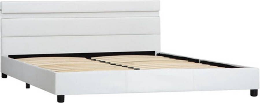 VidaXL -Bedframe-met-LED-kunstleer-wit-140x200-cm