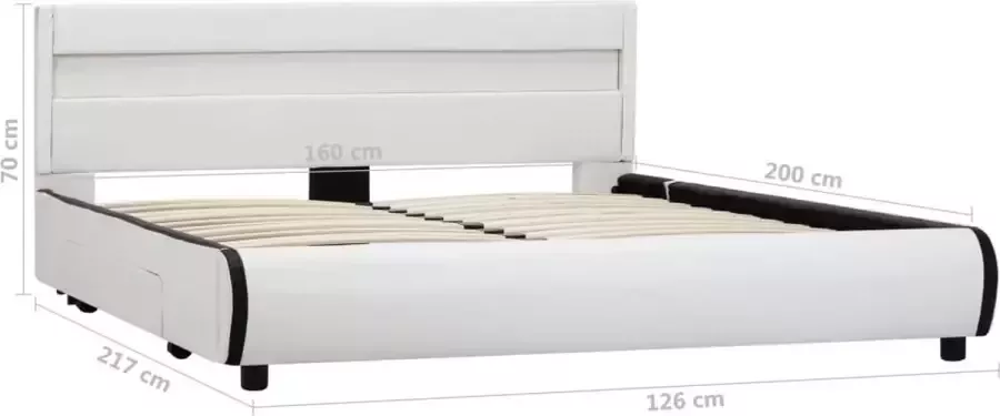 VIDAXL Bedframe met LED kunstleer wit 160x200 cm