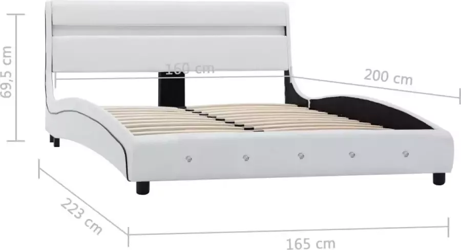 VidaXL -Bedframe-met-LED-kunstleer-wit-160x200-cm - Foto 2