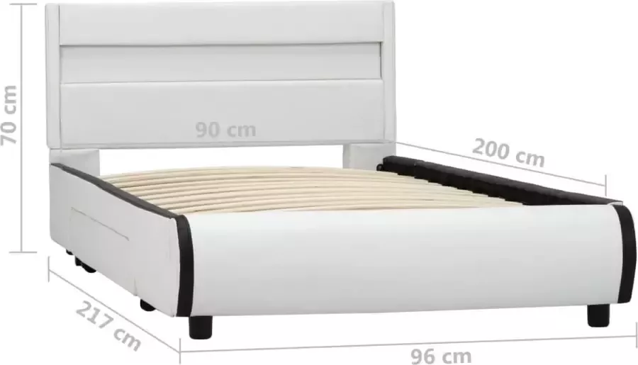 VidaXL -Bedframe-met-LED-kunstleer-wit-90x200-cm