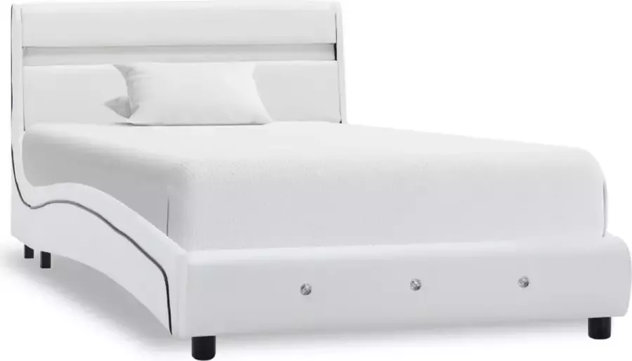 VidaXL Bedframe met LED kunstleer wit 90x200 cm