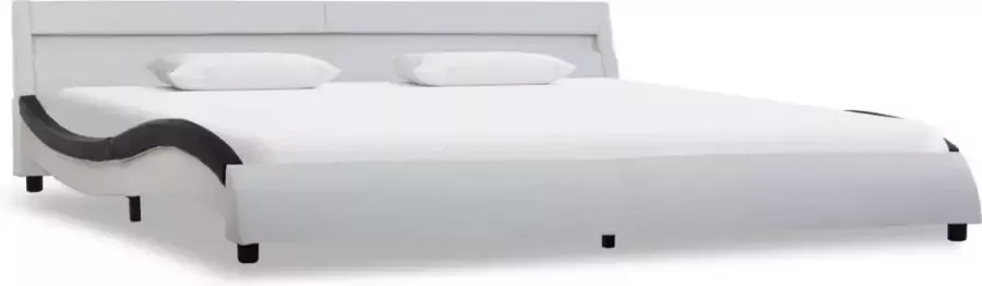 VidaXL Bedframe met LED kunstleer wit en zwart 180x200 cm - Foto 2