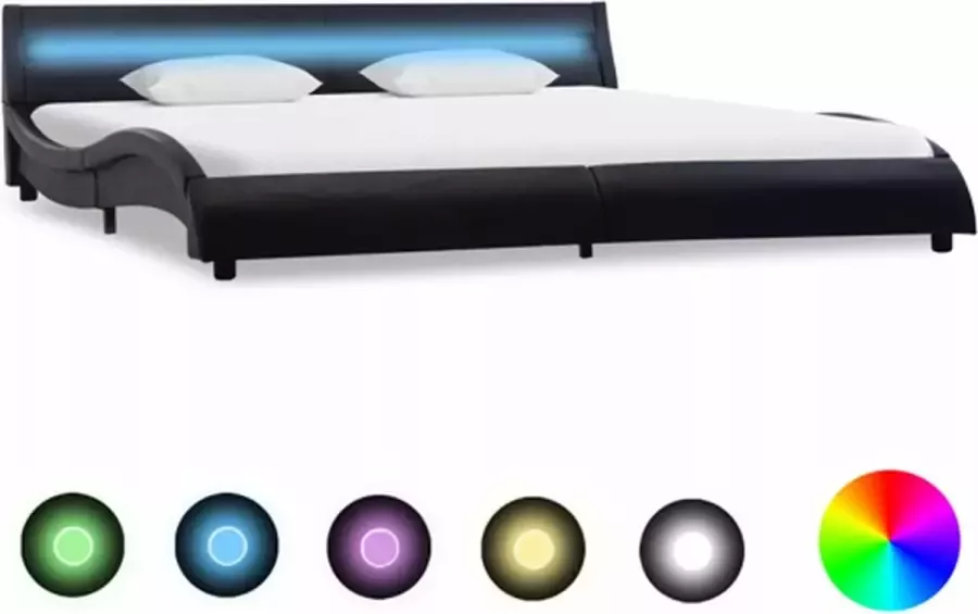 VidaXL Bedframe met LED kunstleer zwart 180x200 cm