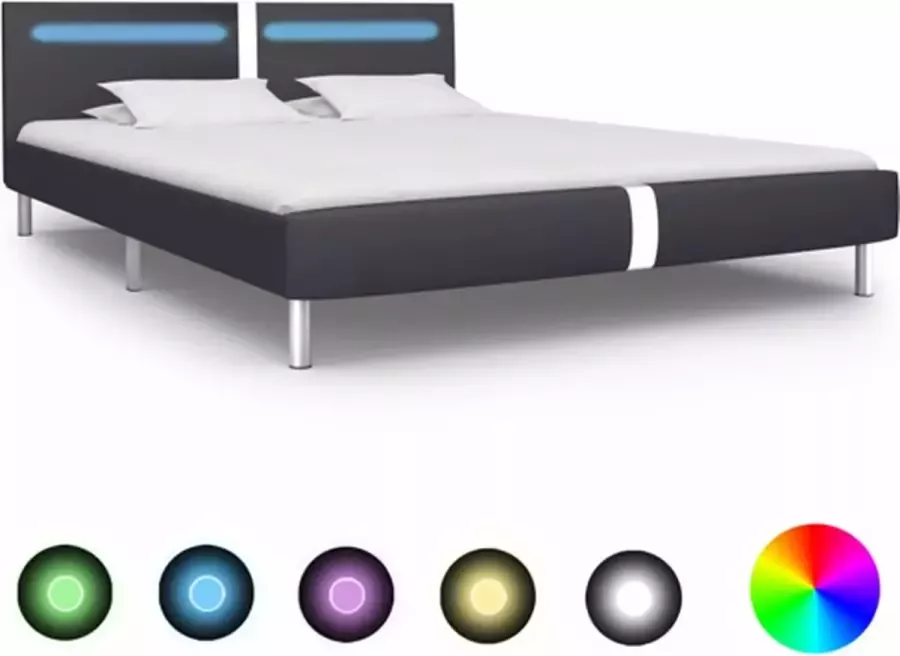 VidaXL -Bedframe-met-LED-kunstleer-zwart-180x200-cm