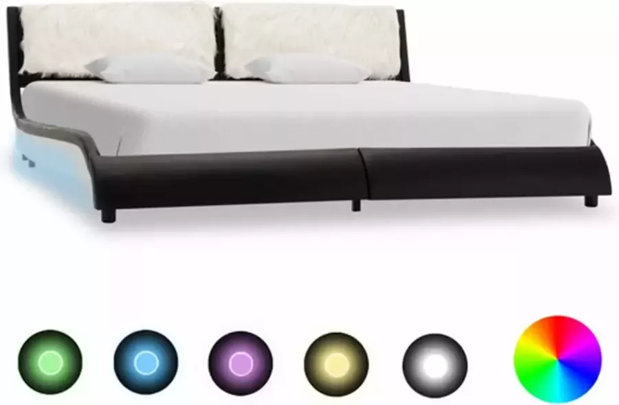 VidaXL -Bedframe-met-LED-kunstleer-zwart-en-wit-180x200-cm - Foto 4