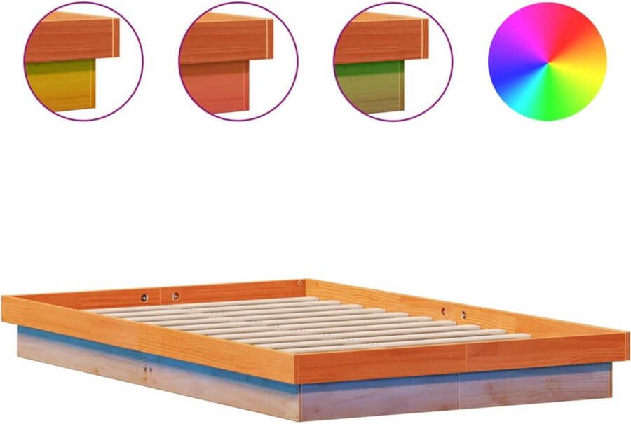 VidaXL -Bedframe-met-LED-massief-grenenhout-wasbruin-140x200-cm - Foto 2