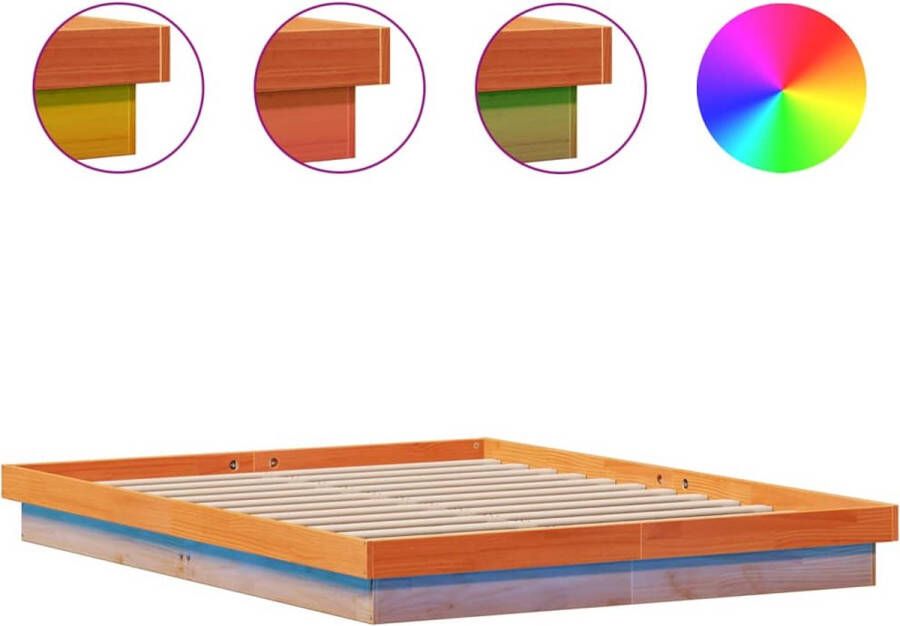 VidaXL -Bedframe-met-LED-massief-grenenhout-wasbruin-160x200-cm - Foto 2
