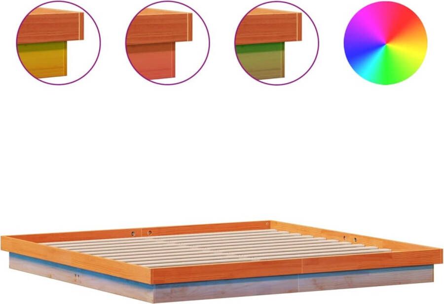 VidaXL -Bedframe-met-LED-massief-grenenhout-wasbruin-180x200-cm - Foto 2