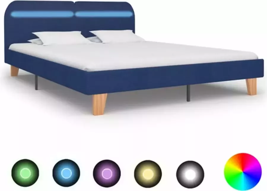 VidaXL -Bedframe-met-LED-stof-blauw-160x200-cm - Foto 3