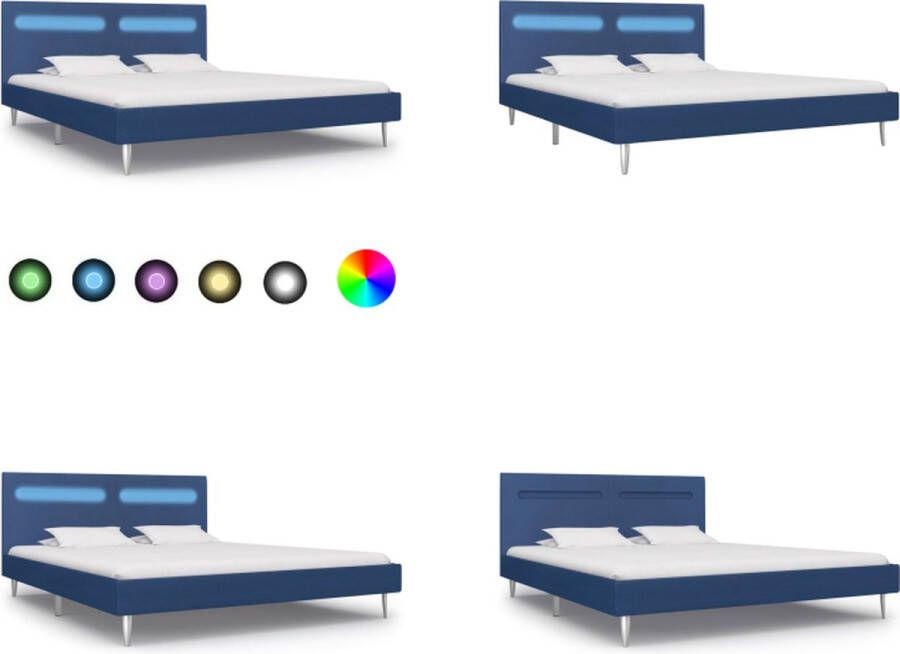 VidaXL Bedframe met LED stof blauw 160x200 cm Bedframe Bedframes Bed Bedden - Foto 2