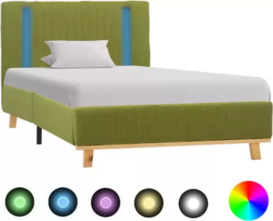 VidaXL Bedframe met LED stof groen 100x200 cm
