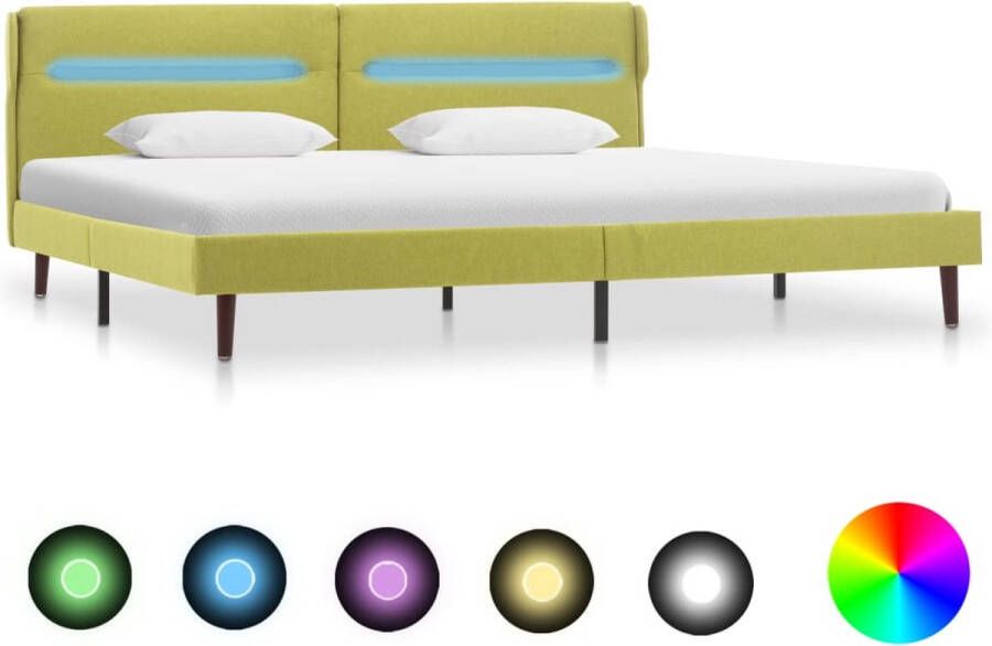 VidaXL -Bedframe-met-LED-stof-groen-140x200-cm