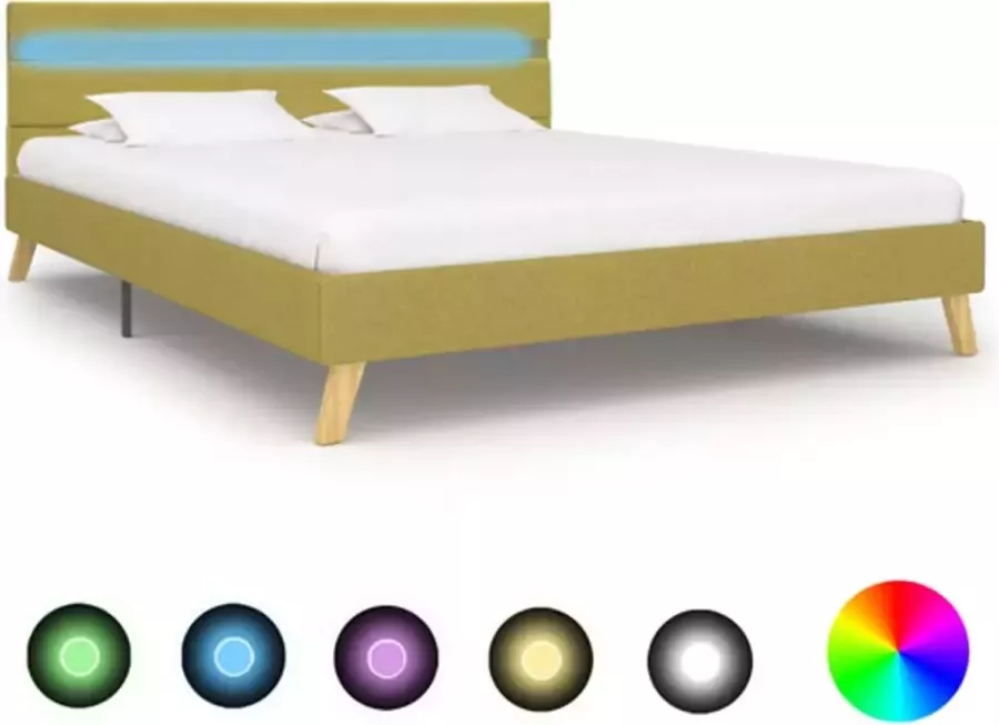 VidaXL -Bedframe-met-LED-stof-groen-140x200-cm - Foto 2