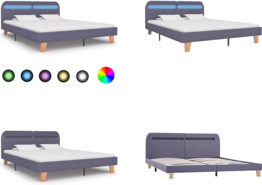 VidaXL Bedframe met LED stof lichtgrijs 160x200 cm Bedframe Bedframes Bed Bedden
