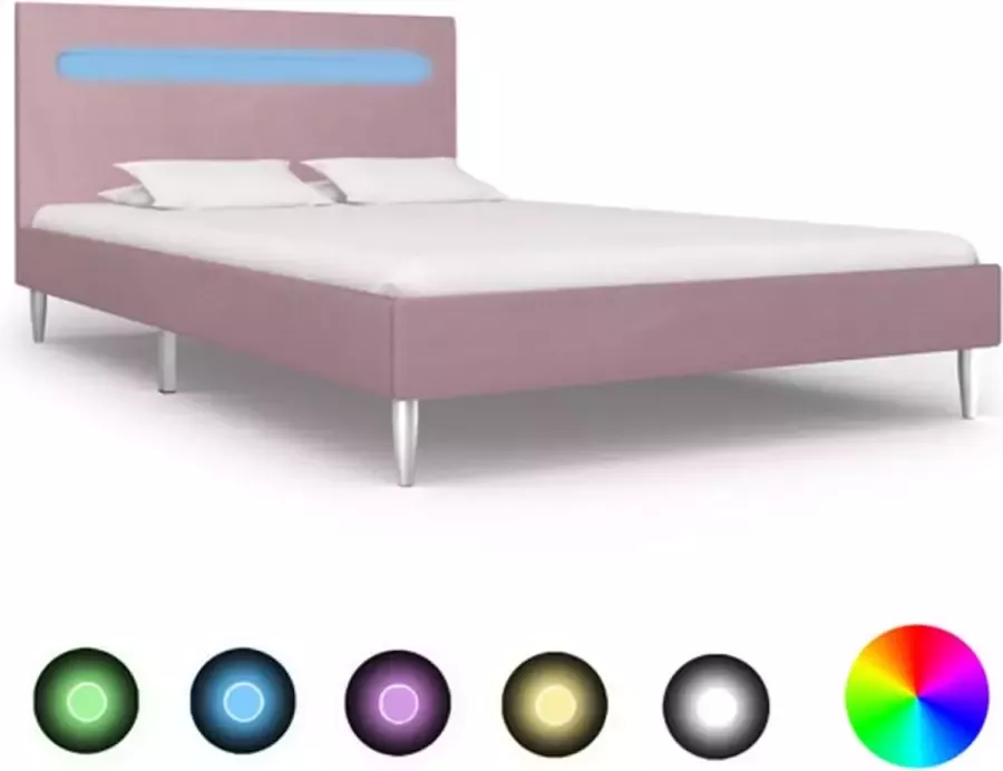 VidaXL -Bedframe-met-LED-stof-roze-120x200-cm - Foto 2