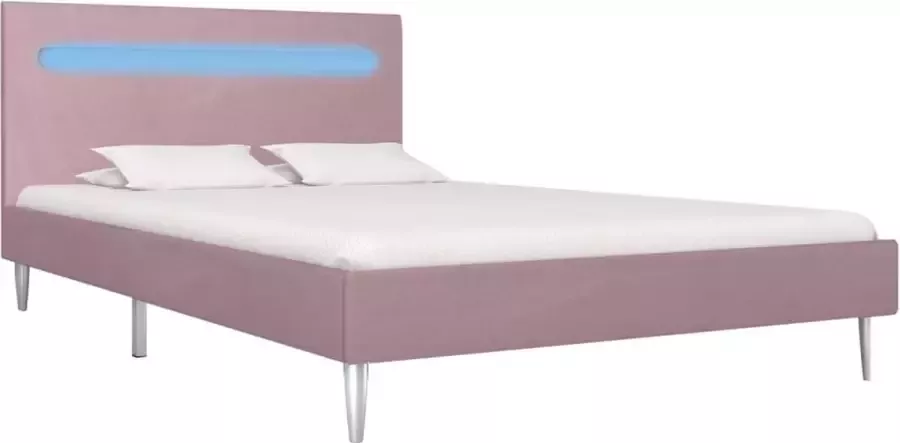 VidaXL -Bedframe-met-LED-stof-roze-120x200-cm - Foto 1