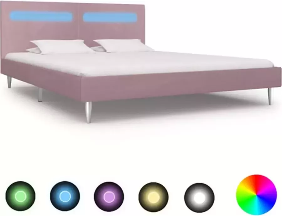 VidaXL -Bedframe-met-LED-stof-roze-160x200-cm - Foto 2