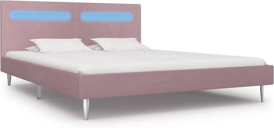 VidaXL -Bedframe-met-LED-stof-roze-180x200-cm